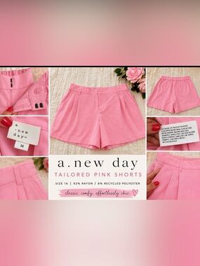 NWOT Size 16 *A New Day* Pink Tailored Pleated Shorts High Rise Rayon Blend